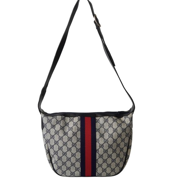 GUCCI Vintage Sherry Line Shoulder Bag Navy | GG Pattern | Interlocking G emblem - Picture 4 of 13